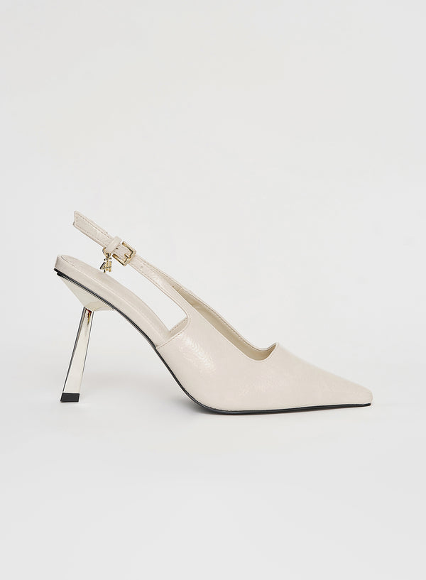 4th & reckless Cream Patent Slingback Contrast Heel- Calabasas