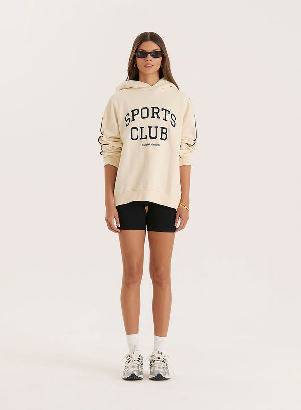 4th & Reckless Cream Sports Club Slogan Oversized Hoodie- Lille