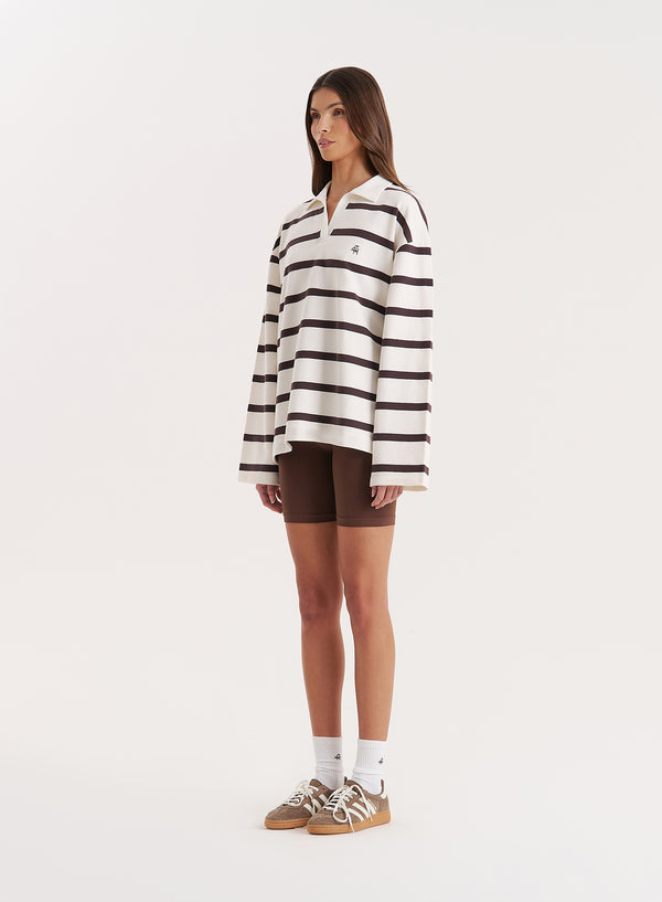 4th & Reckless Cream Stripe Oversized Rugby Top- Hailey