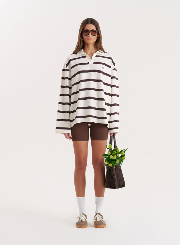 4th & Reckless Cream Stripe Oversized Rugby Top- Hailey