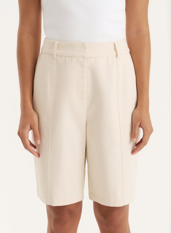 4th & Reckless Cream Tailored Longline Cargo Shorts- Maya