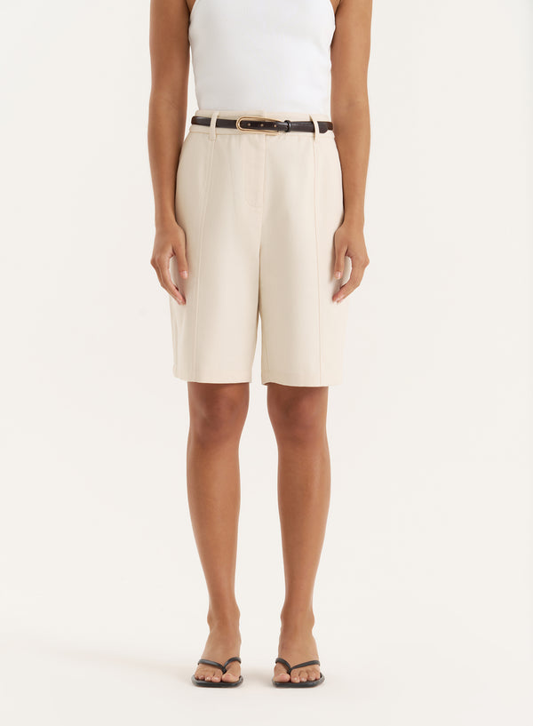 4th & Reckless Cream Tailored Longline Cargo Shorts- Maya