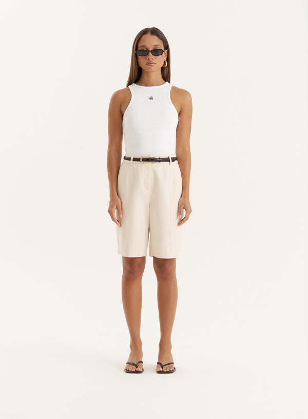 4th & reckless Cream Tailored Longline Cargo Shorts- Maya