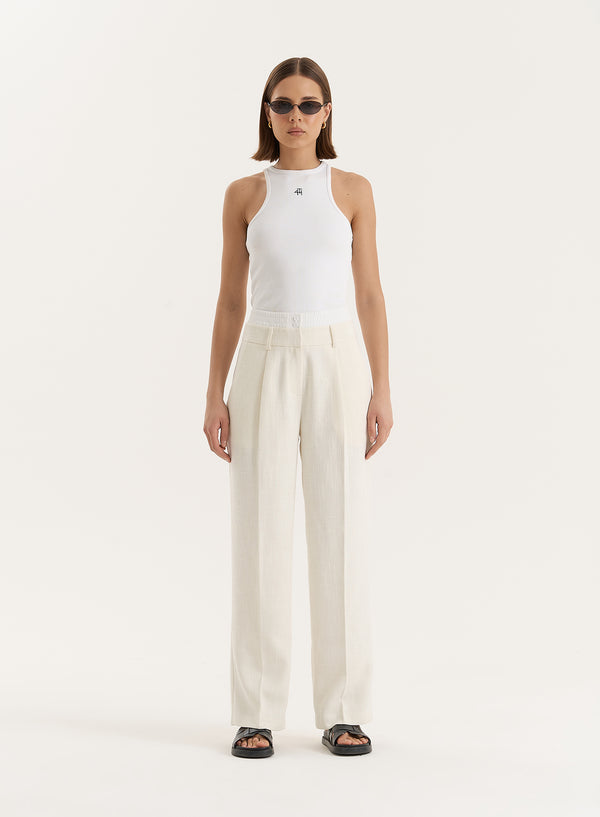 4th & reckless Cream Wide Leg Tailored Trouser- Georgia