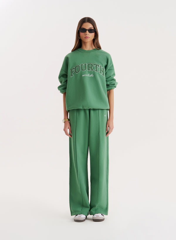 4th & Reckless Green 4th Wide Leg Branded Joggers- Fergie