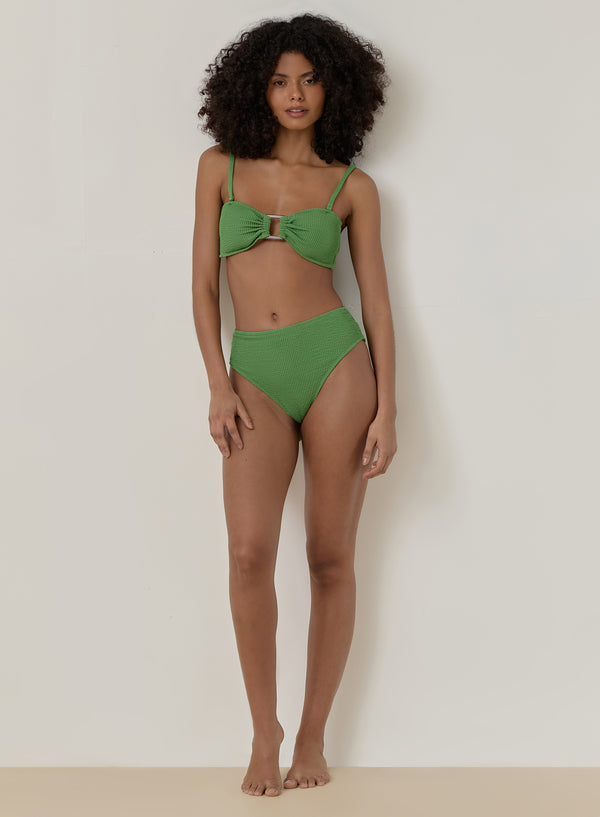 4th & Reckless Green Crinkle High Waist Bikini Bottom- Lulu