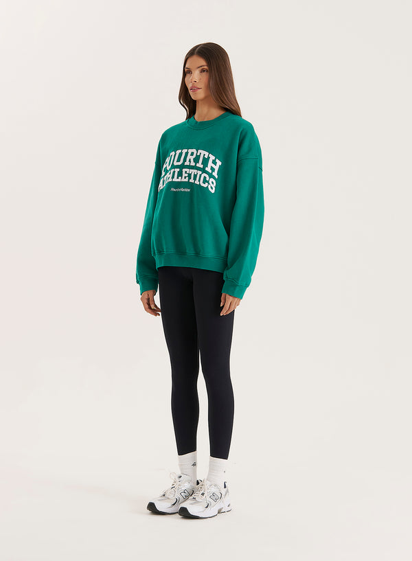 4th & Reckless Green Fourth Athletics Slogan Oversized Sweatshirt- Aviva