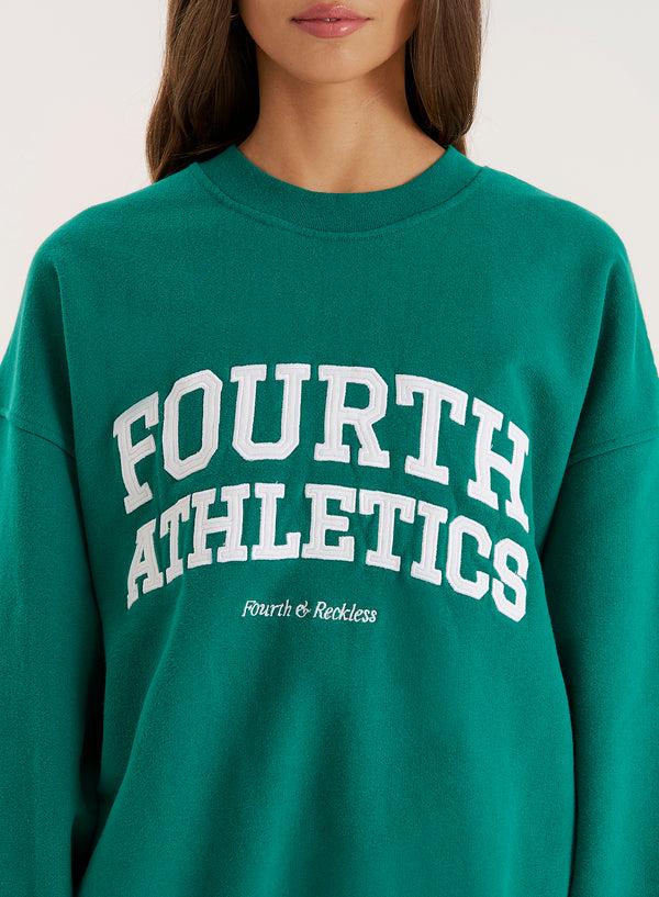 4th & Reckless Green Fourth Athletics Slogan Oversized Sweatshirt- Aviva