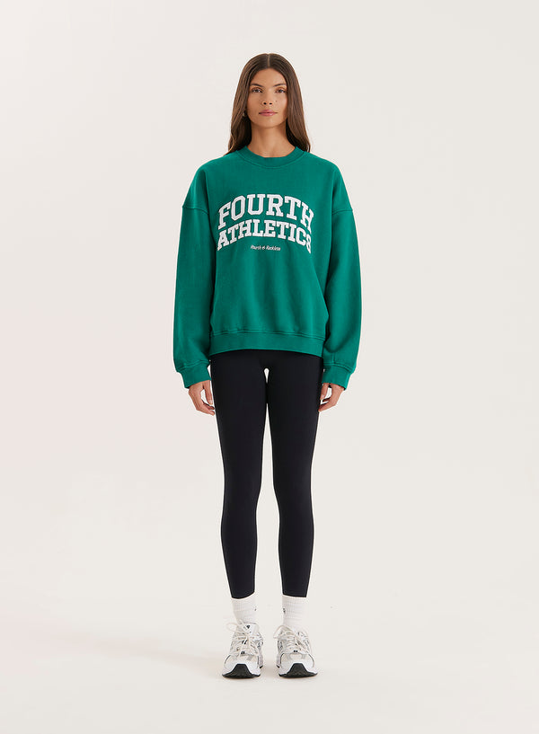 4th & Reckless Green Fourth Athletics Slogan Oversized Sweatshirt- Aviva
