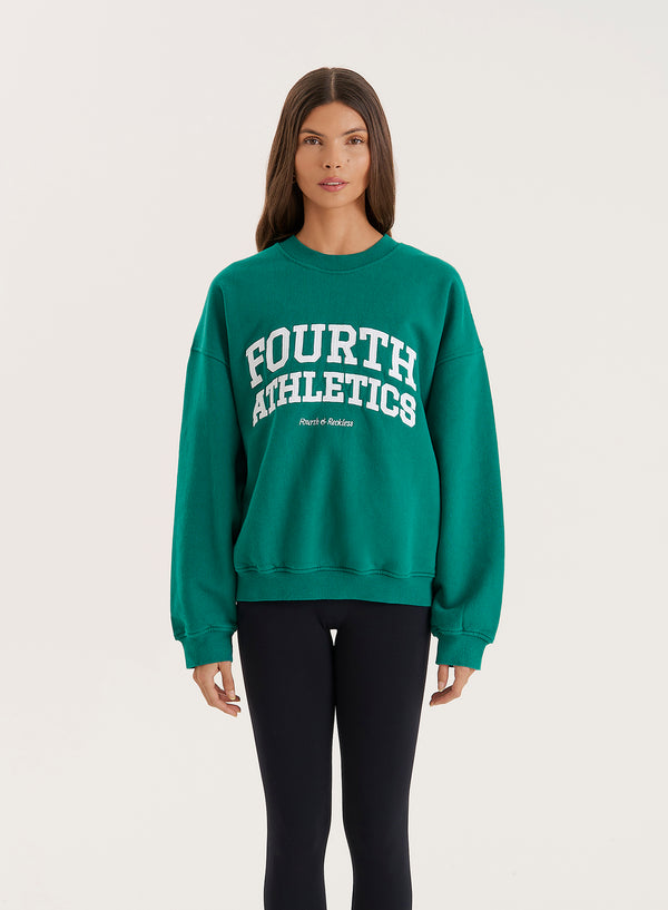 4th & reckless Green Fourth Athletics Slogan Oversized Sweatshirt- Aviva
