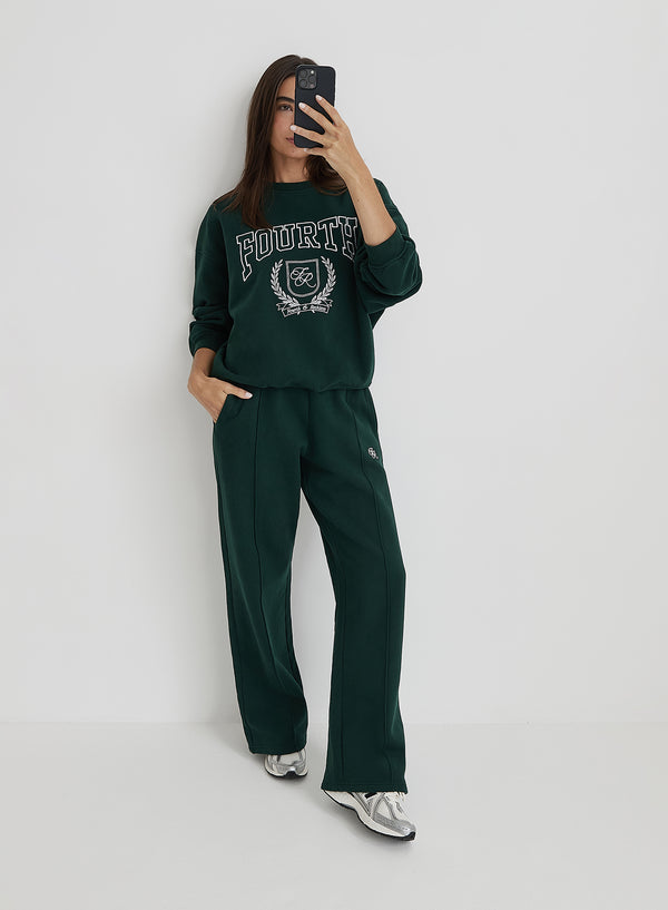 4th & Reckless Green Fourth Branded Wide Leg Jogger- Forrest