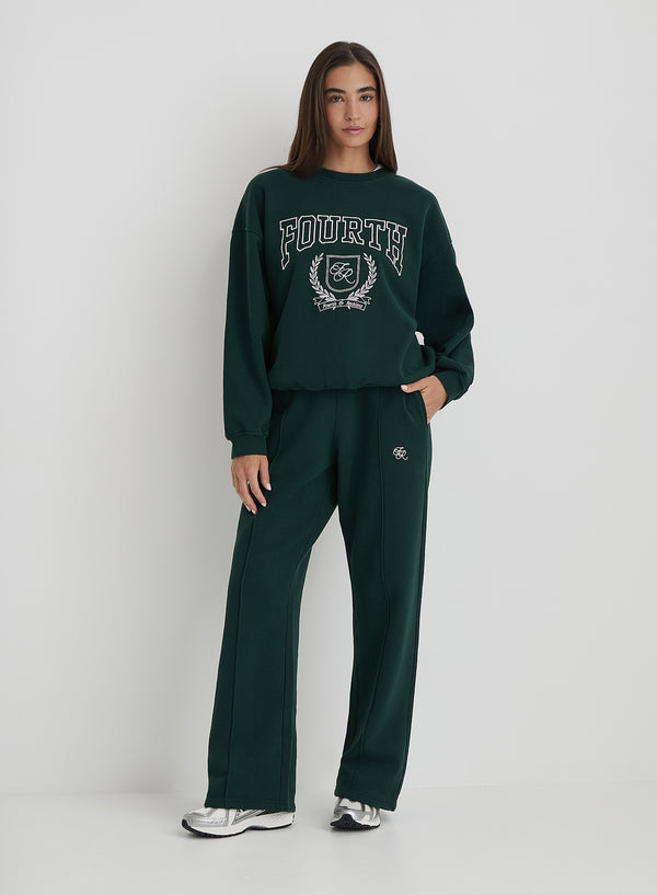 4th & Reckless Green Fourth Branded Wide Leg Jogger- Forrest