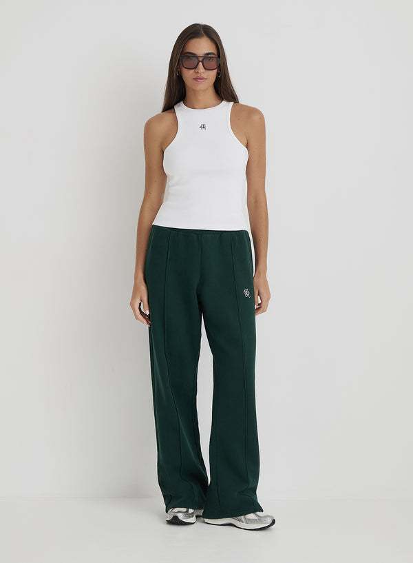 4th & reckless Green Fourth Branded Wide Leg Jogger- Forrest