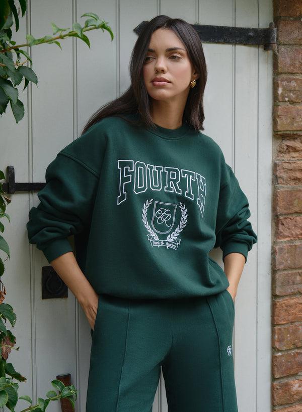 4th & Reckless Green Fourth Varsity Relaxed Oversized Sweatshirt- Forrest