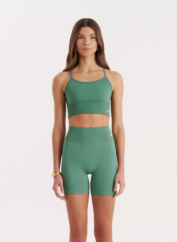 4th & reckless Green Racer Back Seamless Sports Bra- Jenna
