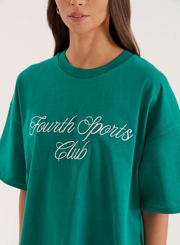 4th & Reckless Green Sports Club Slogan Oversized T-Shirt- Estelle