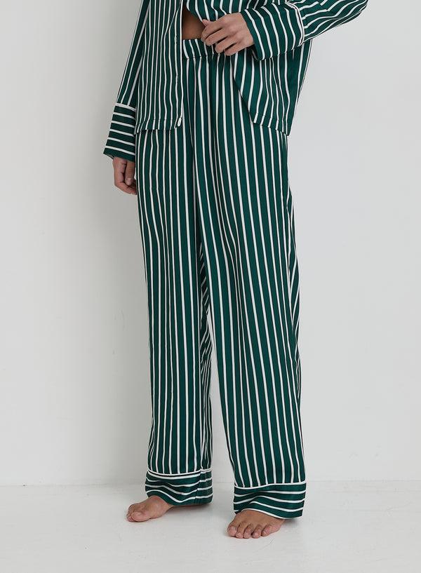 4th & Reckless Green Striped Satin Pyjama Trouser- Noelle