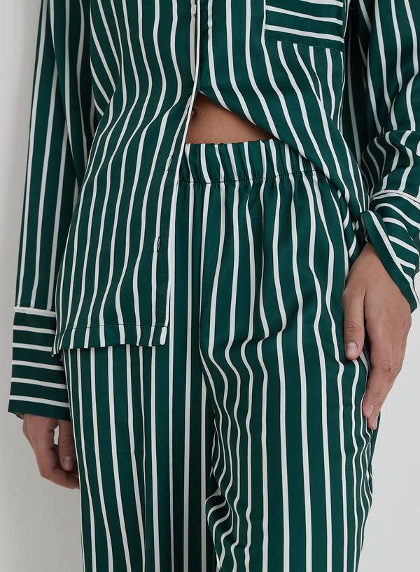 4th & Reckless Green Striped Satin Pyjama Trouser- Noelle