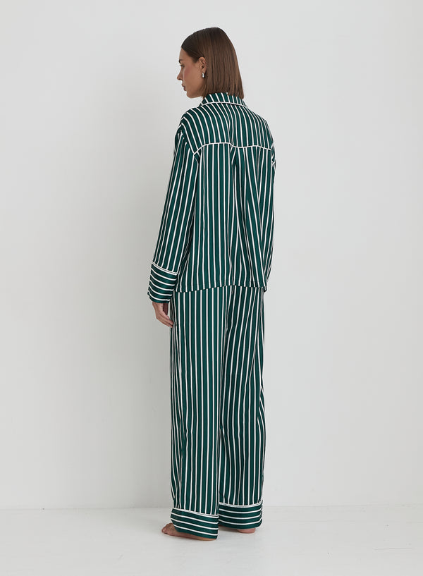 4th & Reckless Green Striped Satin Pyjama Trouser- Noelle