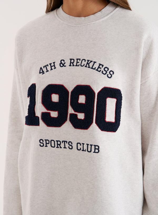 4th & Reckless Grey 1990 Slogan Classic Longline Sweatshirt- Lila