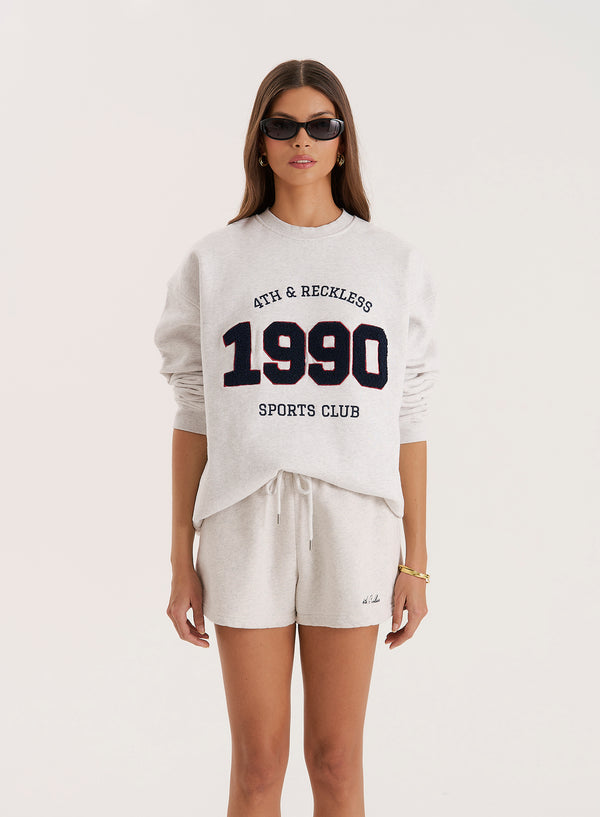 4th & reckless Grey 1990 Slogan Classic Longline Sweatshirt- Lila