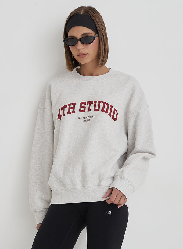 4th & reckless Grey 4th Studio Slogan Oversized Sweatshirt- Reece