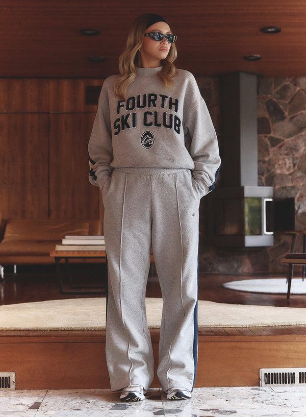 4th & Reckless Grey Contrast Stripe Wide Leg Jogger- Betty