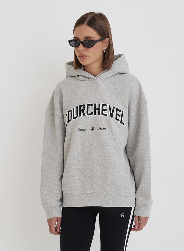 4th & reckless Grey Courchevel Slogan Oversized Hoodie- Easton