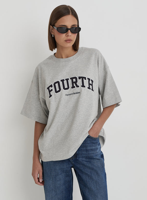 4th & reckless Grey Fourth Branded Oversized T-Shirt- Alice