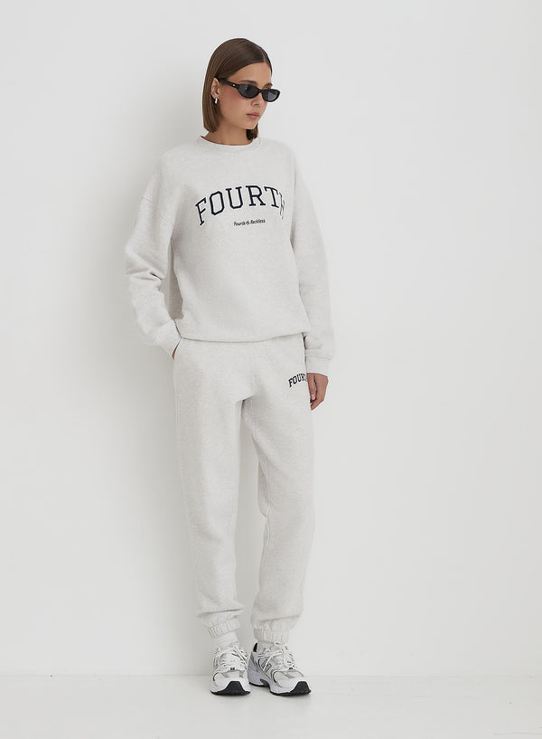 4th & Reckless Grey Fourth Slogan Classic Longline Sweatshirt- Jen
