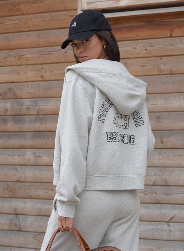 4th & Reckless Grey Fourth Studio Cropped Zip Hoodie- Carey