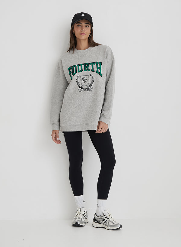 4th & Reckless Grey Fourth Varsity Oversized Sweatshirt- Arlo