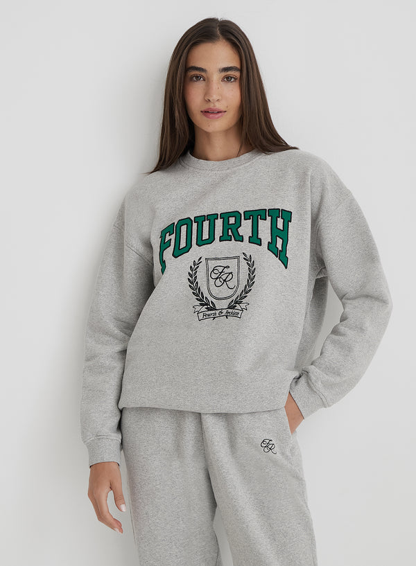 4th & reckless Grey Fourth Varsity Oversized Sweatshirt- Arlo