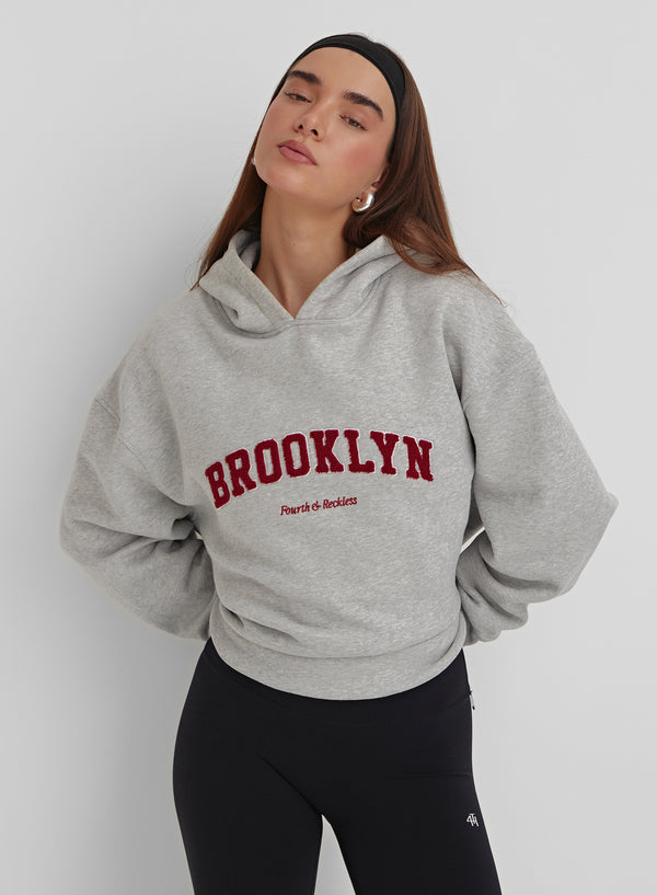 4th & Reckless Grey Marl Brooklyn Oversized Hoodie- Brooklyn