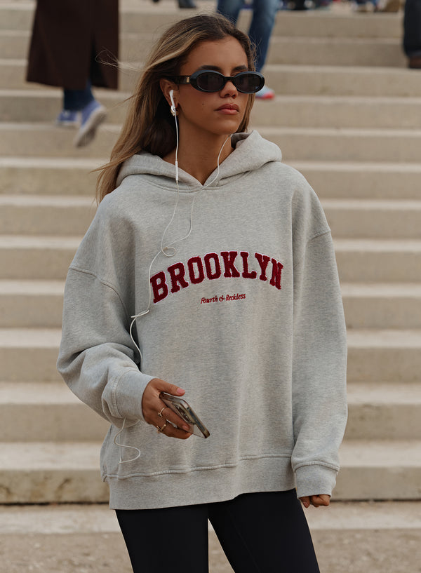 4th & reckless Grey Marl Brooklyn Oversized Hoodie- Brooklyn