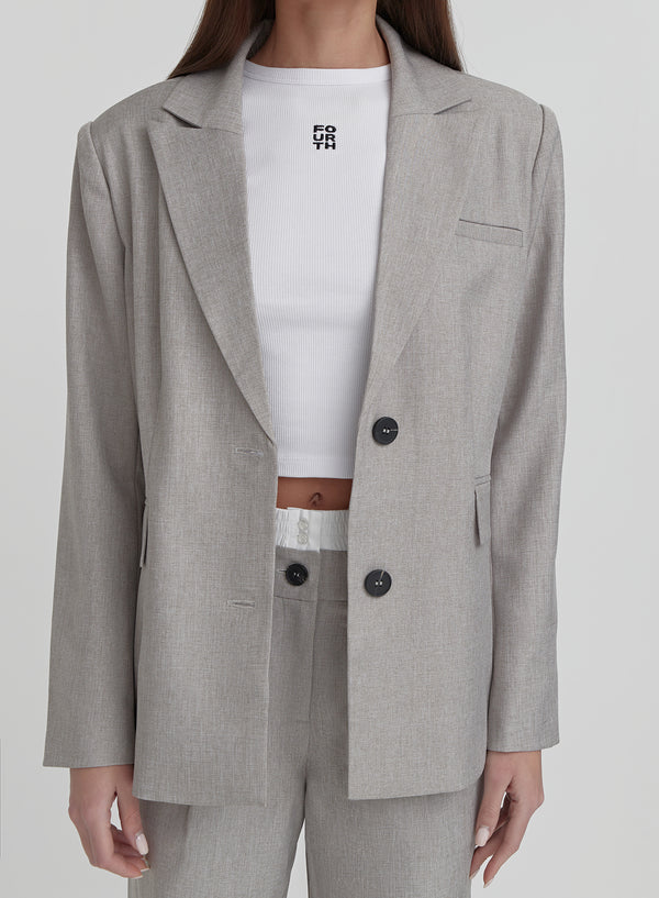 4th & Reckless Grey PVE Tailored Oversized Blazer- Taylor