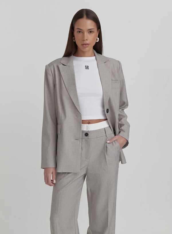4th & Reckless Grey PVE Tailored Oversized Blazer- Taylor