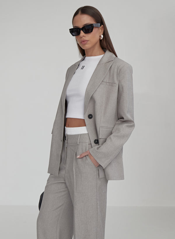 4th & reckless Grey PVE Tailored Oversized Blazer- Taylor