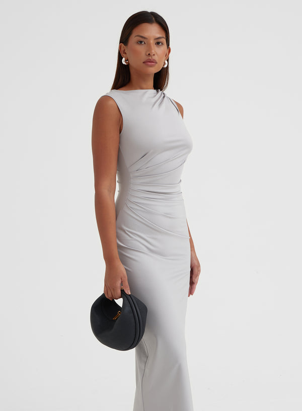 4th & Reckless Grey Ruched Jersey Midaxi Dress - Tamilda