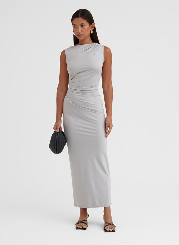 4th & reckless Grey Ruched Jersey Midaxi Dress - Tamilda