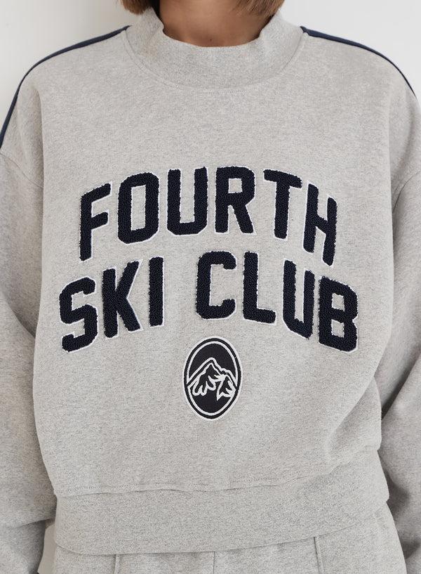 4th & Reckless Grey Ski Club Slogan Cropped Sweatshirt- Betty