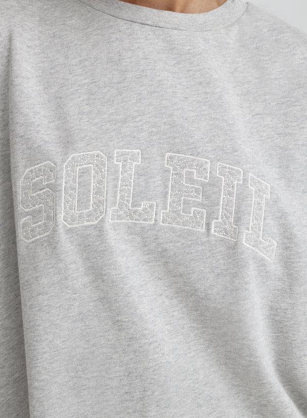 4th & Reckless Grey Soleil Embroidered T-Shirt- Soleil