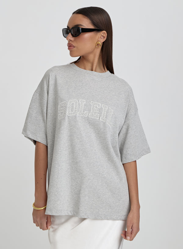 4th & reckless Grey Soleil Embroidered T-Shirt- Soleil