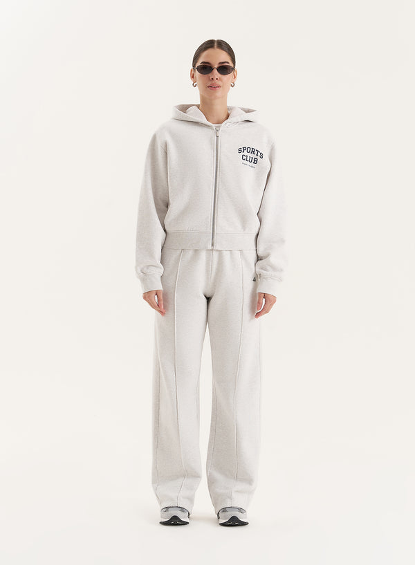 4th & Reckless Grey Sports Club Slogan Zip Hoodie- Sara