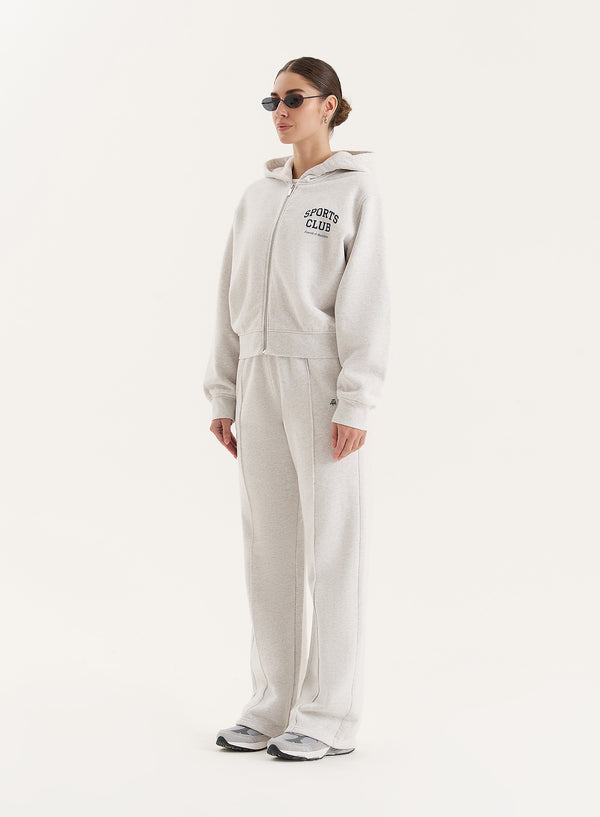 4th & Reckless Grey Sports Club Slogan Zip Hoodie- Sara