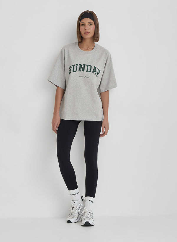 4th & Reckless Grey Sunday Distressed Slogan Oversized T-Shirt- Scarlett
