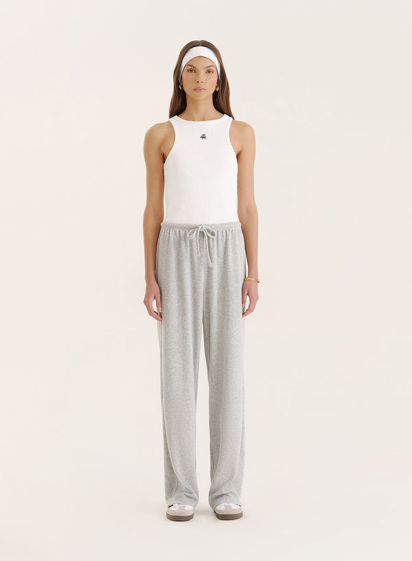 4th & Reckless Grey Towelling Straight Leg Trouser- Livia