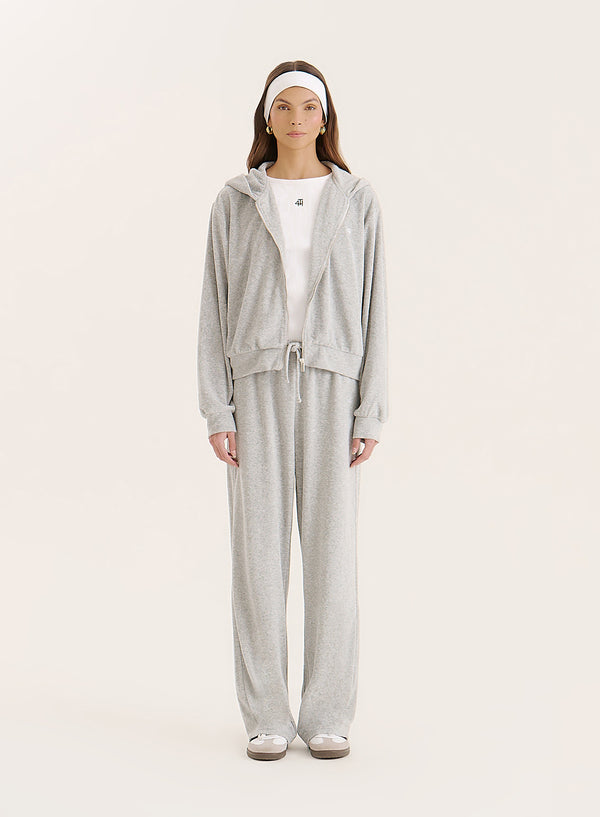 4th & reckless Grey Towelling Straight Leg Trouser- Livia