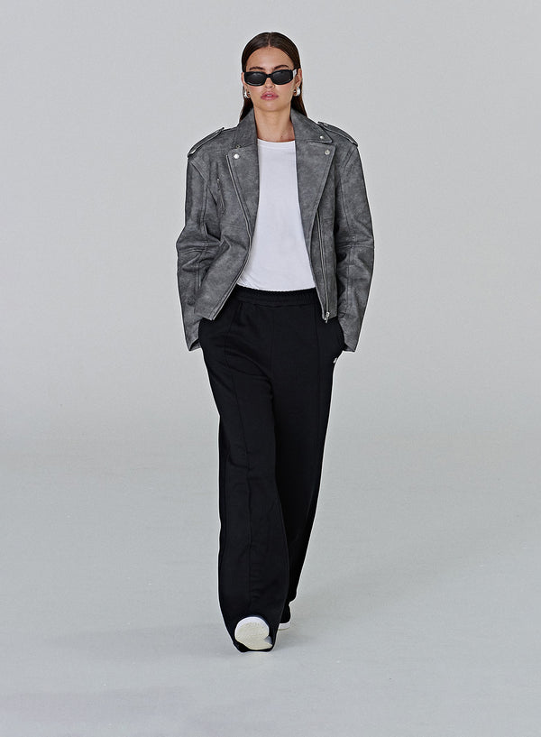 4th & reckless Grey Washed Faux Leather Biker Jacket – Moto