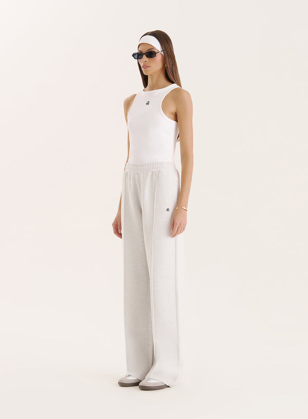 4th & Reckless Light Grey 4th Wide Leg Branded Joggers- Fergie